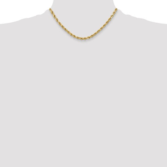 14k Yellow Gold 5.5mm 16 Inch Semi-Solid Rope Chain with Lobster Clasp