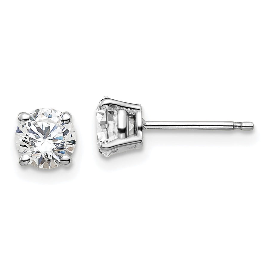 Pendientes de Botón en Oro Blanco de 14k con Diamantes de Labor, 1 ctw, VS/SI+ G+, Redondos, 4 Garras (Peso Pesado)