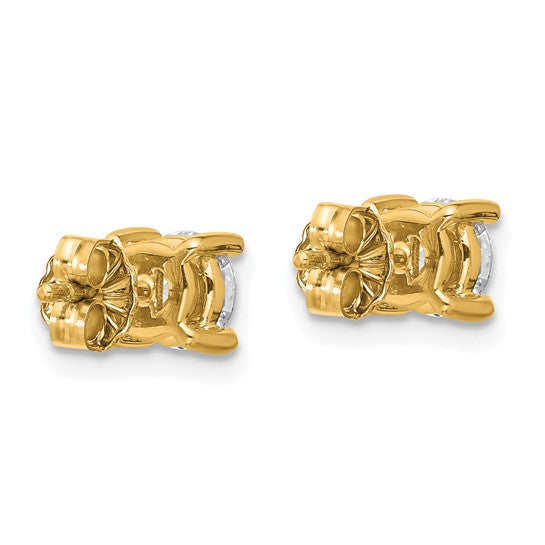 Pendientes de Botón en Oro Amarillo de 14k con Diamantes de Labor, 1 ctw, VS/SI+ G+, Redondos, 4 Garras