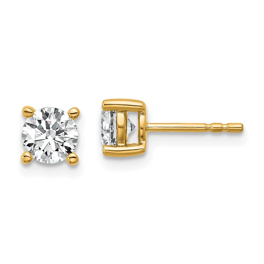 Pendientes de Botón en Oro Amarillo de 14k con Diamantes de Labor, 1 ctw, VS/SI+ G+, Redondos, 4 Garras