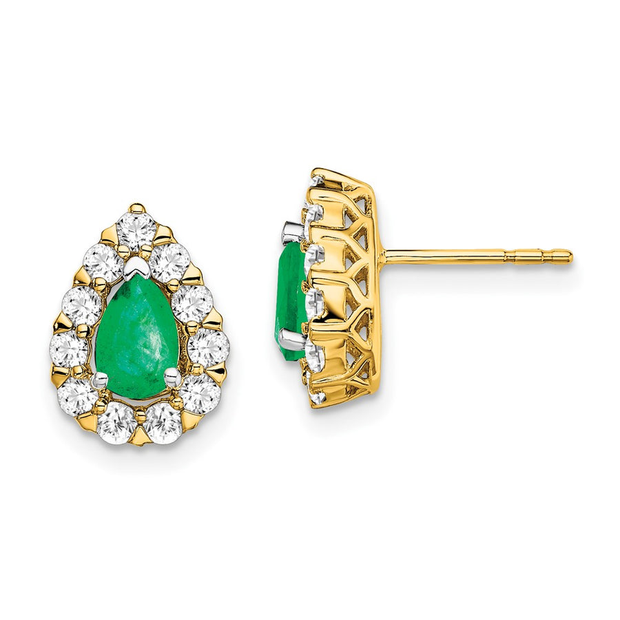 Aretes de Esmeralda en Forma de Pera y Halo de Diamantes de 14k