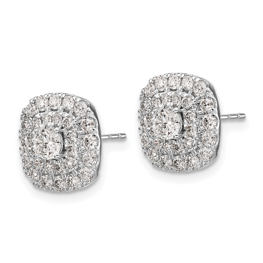 Pendientes de Botón en Oro Blanco de 14k con Diamantes de Labor, 1 1/2 ctw, VS/SI+ G+, Doble Halo (Peso Pesado)