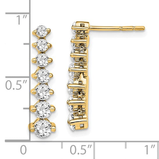 Pendientes Colgantes Graduados con Diamantes Crecidos en Laboratorio de 1.5 ct en Oro de 14k