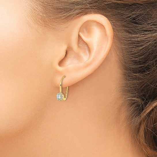 Aretes Colgantes con Cierre de Palanca en Oro de 14k y Diamantes de Laboratorio