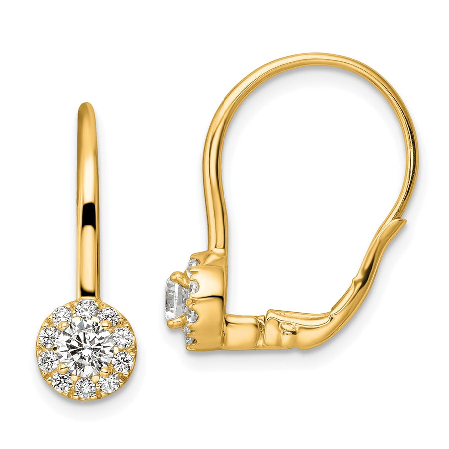 Aretes Colgantes con Cierre de Palanca en Oro de 14k y Diamantes de Laboratorio