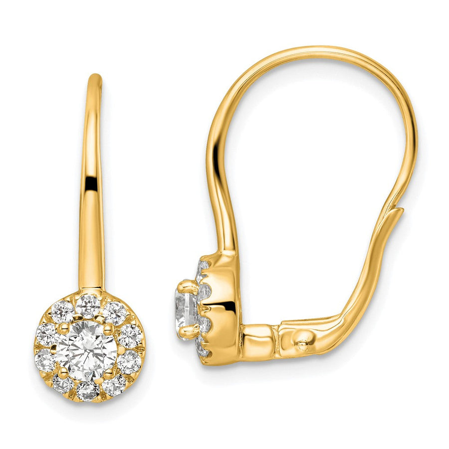 Aretes Colgantes con Cierre de Palanca en Oro de 14k y Diamantes de Laboratorio