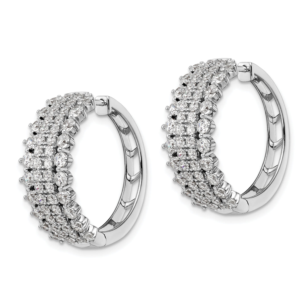Arracadas de Oro Blanco de 14K con Cierre Bisagra y Diamantes