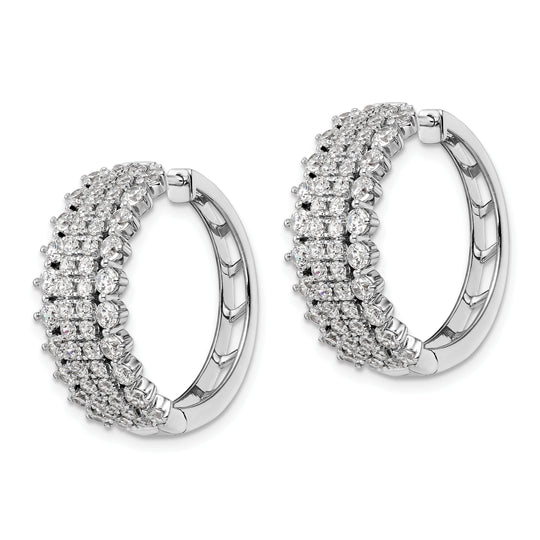 Arracadas de Oro Blanco de 14K con Cierre Bisagra y Diamantes