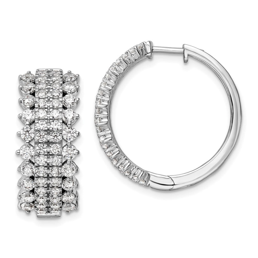 Arracadas de Oro Blanco de 14K con Cierre Bisagra y Diamantes