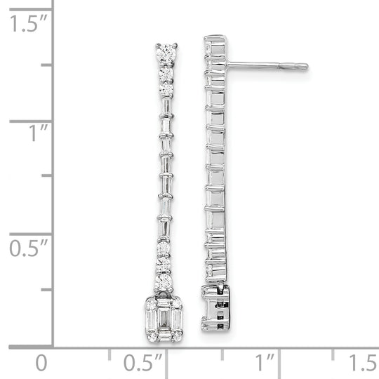 Pendientes Colgantes con Diamante en Oro Blanco Pulido de 14k