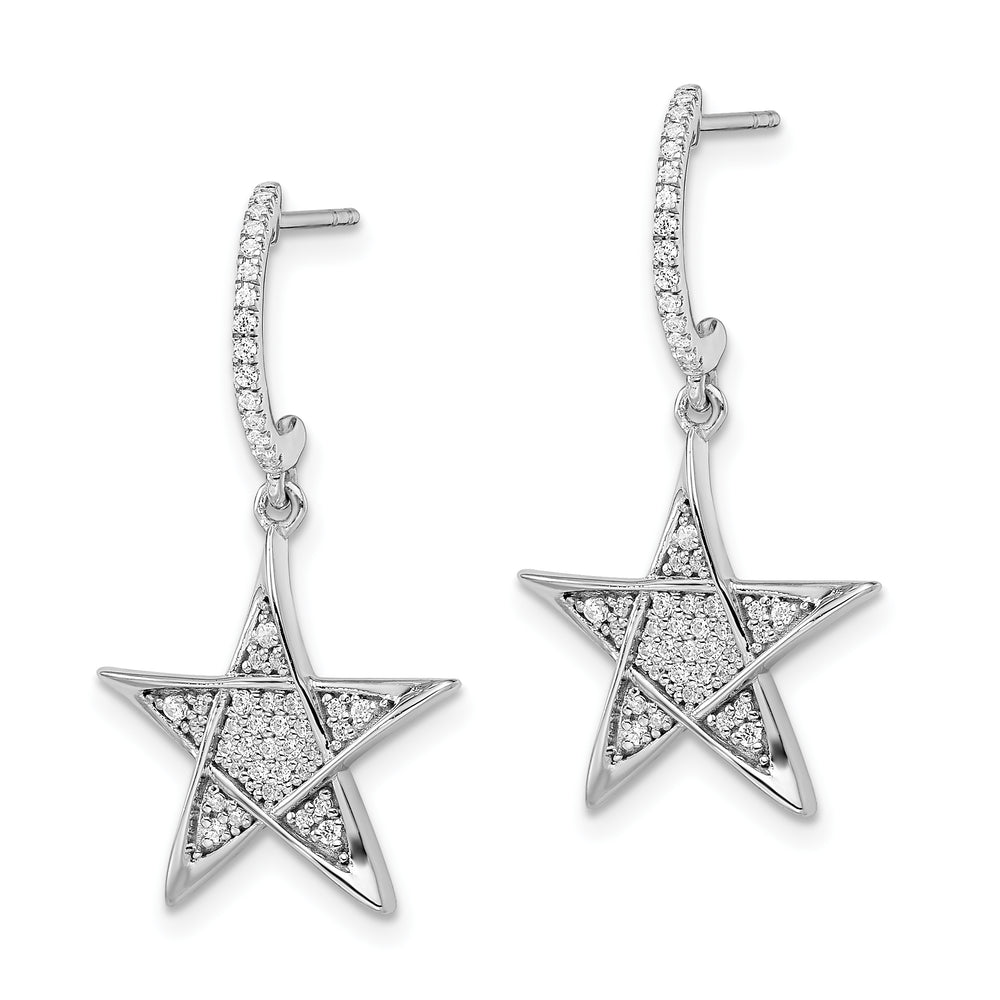 14k White Gold Post Earrings with Polished Diamond Star