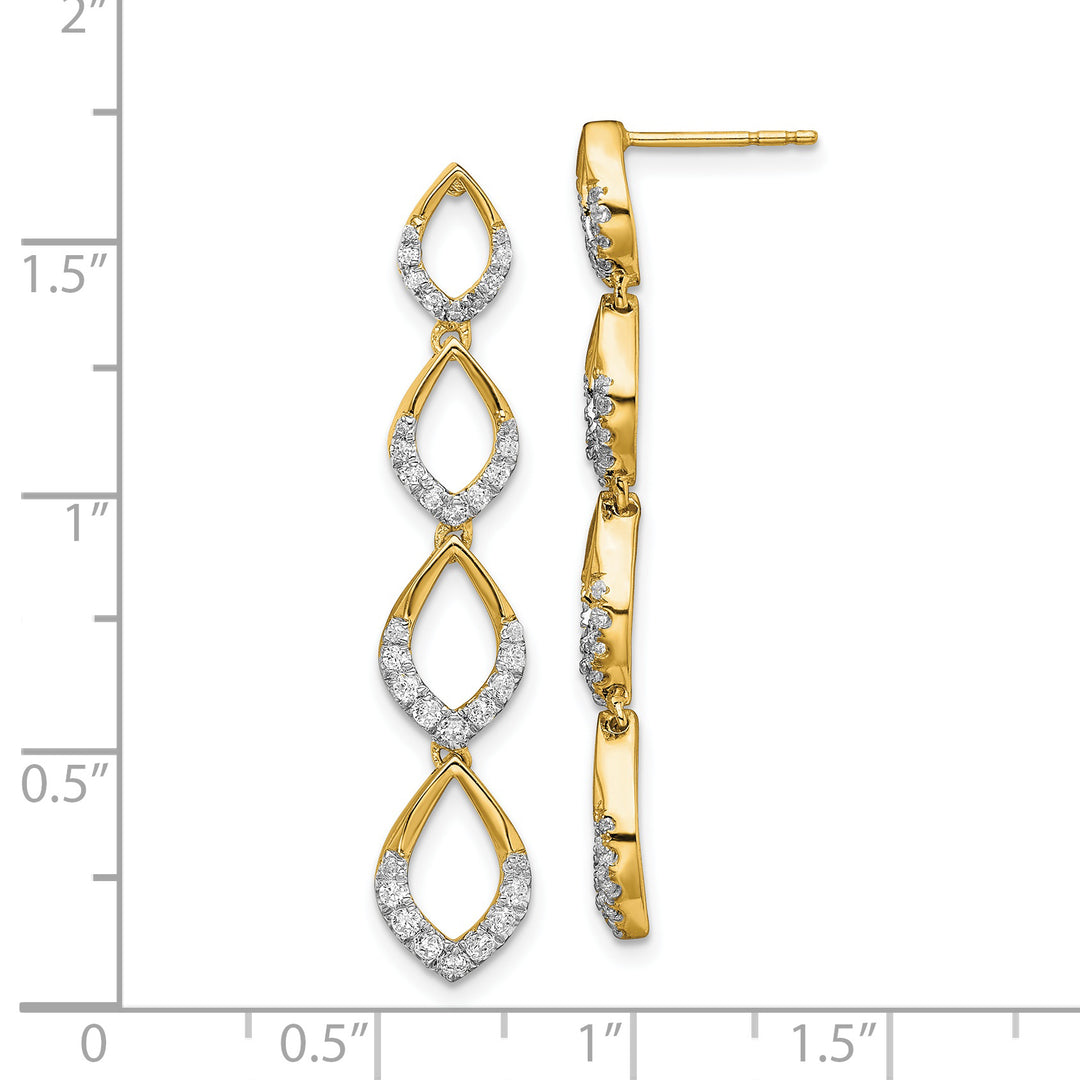 Pendientes Colgantes con Diamante en Oro Amarillo Pulido de 14k