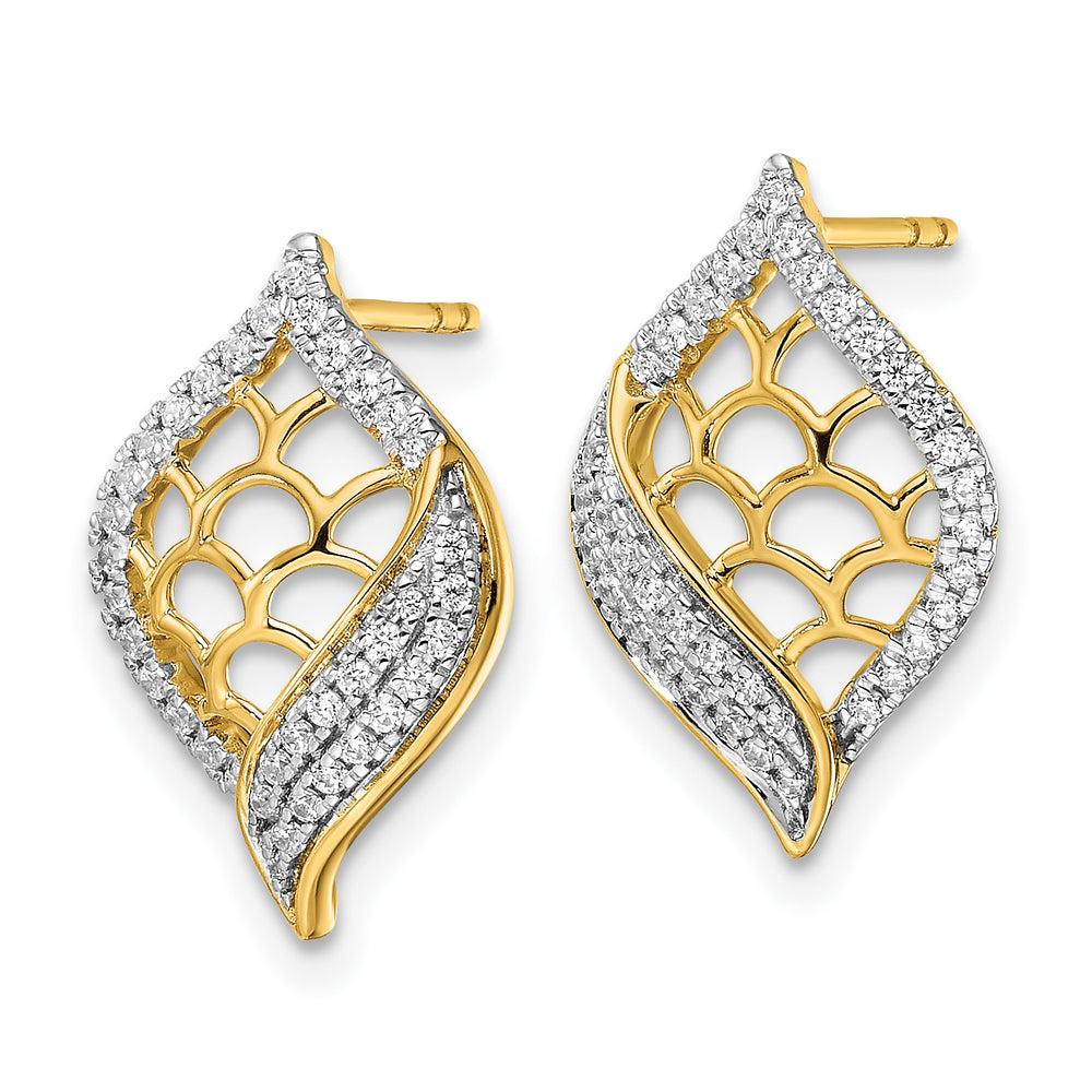 Fancy Diamond Post Earrings in Polished 14k Gold