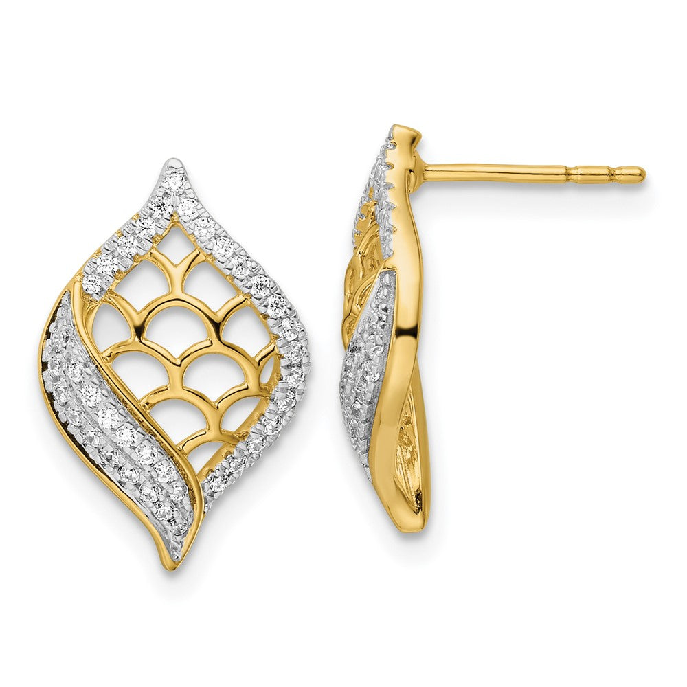 Fancy Diamond Post Earrings in Polished 14k Gold