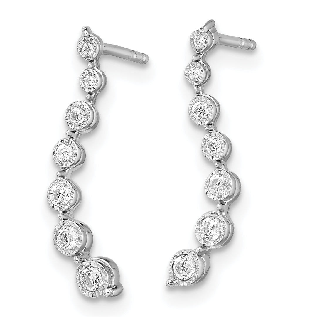 Graduated Diamond Post Earrings in 14k White Gold
