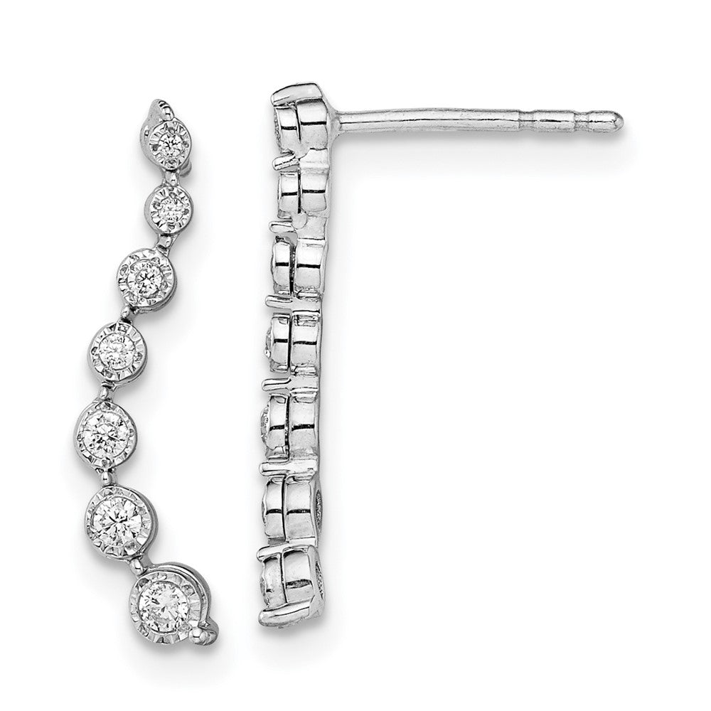 Graduated Diamond Post Earrings in 14k White Gold
