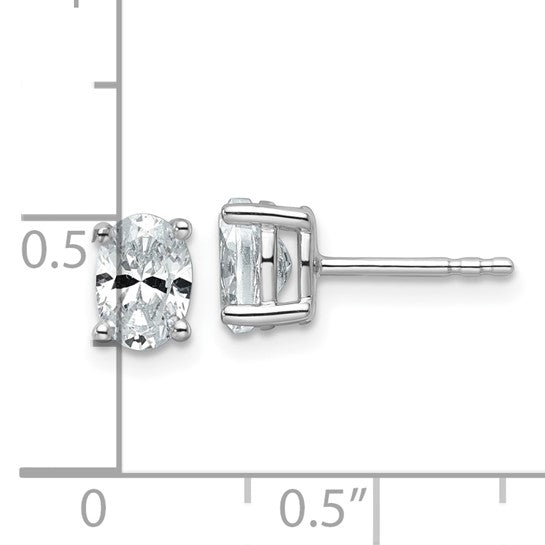 1 ct Lab Grown Diamond Stud Earrings, 14k White Gold with 4-Point Setting (VS+ F+)