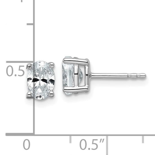 1 ct Lab Grown Diamond Stud Earrings, 14k White Gold with 4-Point Setting (VS+ F+)