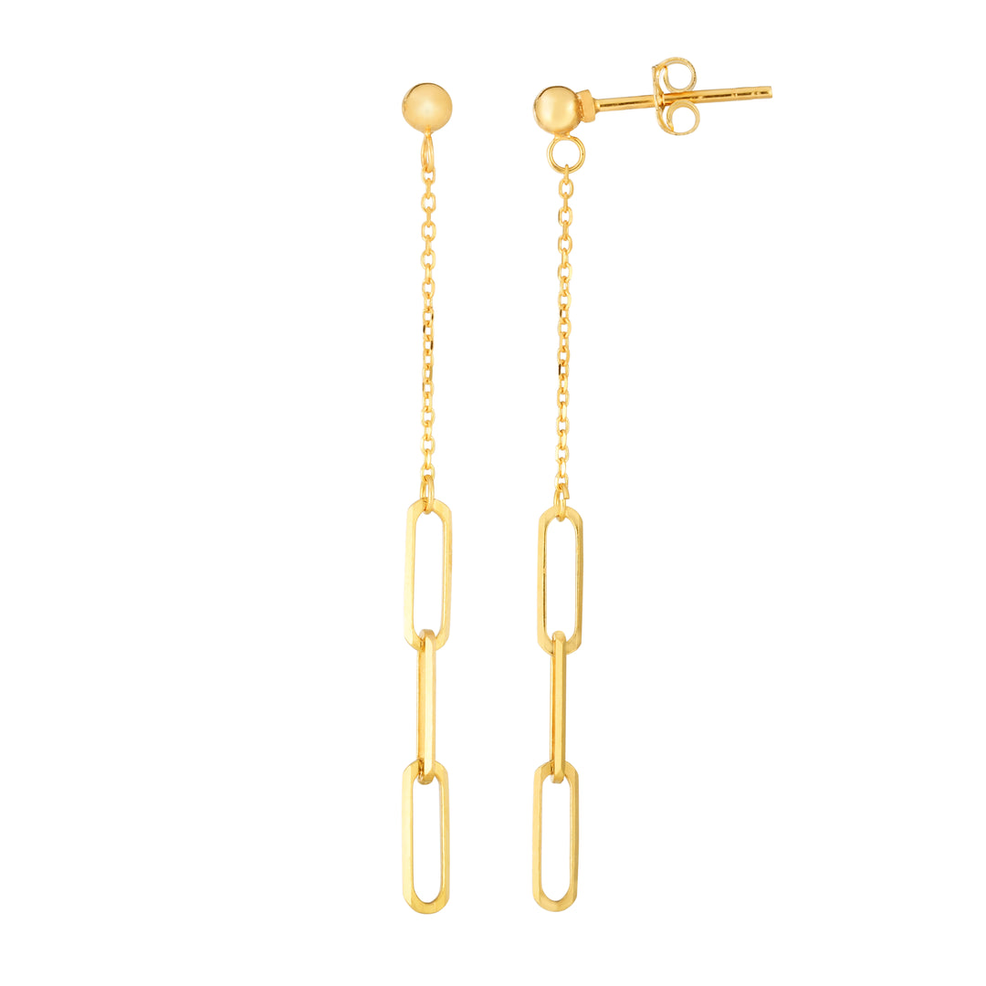 Pendientes colgantes de clip de oro de 14 quilates