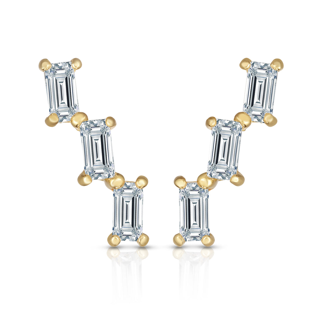 Aretes en Baguette de Oro de 14k