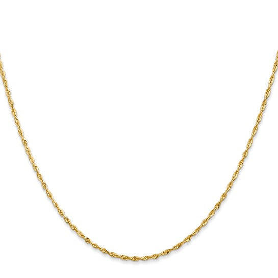 Cadena de Cuerda Ultrafina con Corte Diamantado de 14k, 22 pulgadas, 1.5 mm con Cierre de Langosta