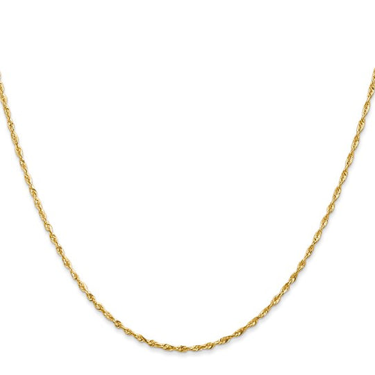 Cadena de Cuerda Ultrafina con Corte Diamantado de 14k, 22 pulgadas, 1.5 mm con Cierre de Langosta