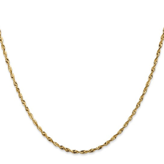 Cadena de Cuerda Ultrafina con Corte Diamantado de 14k, 22 pulgadas, 1.8 mm con Cierre de Langosta