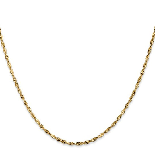 Cadena de Cuerda Ultrafina con Corte Diamantado de 14k, 22 pulgadas, 1.8 mm con Cierre de Langosta