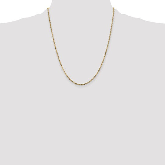 Cadena de Cuerda Ultrafina con Corte Diamantado de 14k, 22 pulgadas, 1.8 mm con Cierre de Langosta