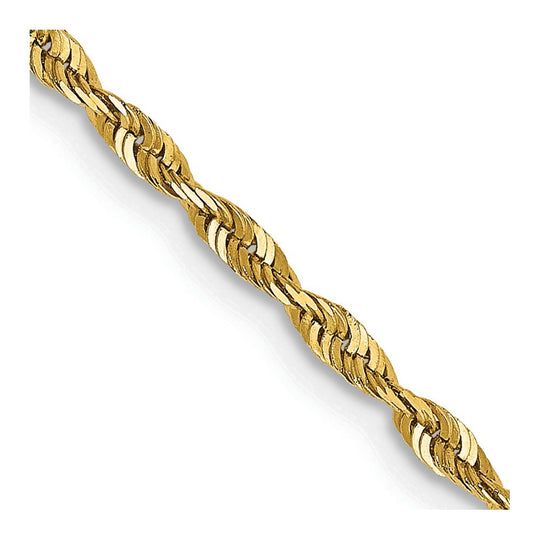 14K Yellow Gold Chain – 22 inches, 2mm Ultra Diamond-cut with Lobster Clasp