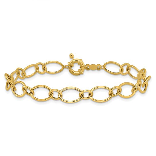 Pulsera de Diseño con Óvalos y Círculos en Oro de 14k