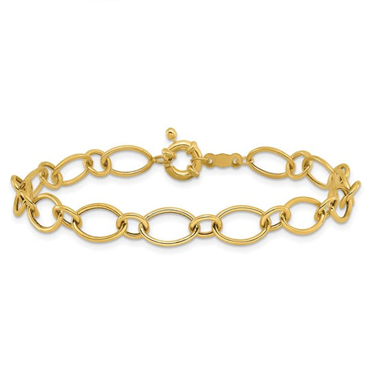 Pulsera de Diseño con Óvalos y Círculos en Oro de 14k