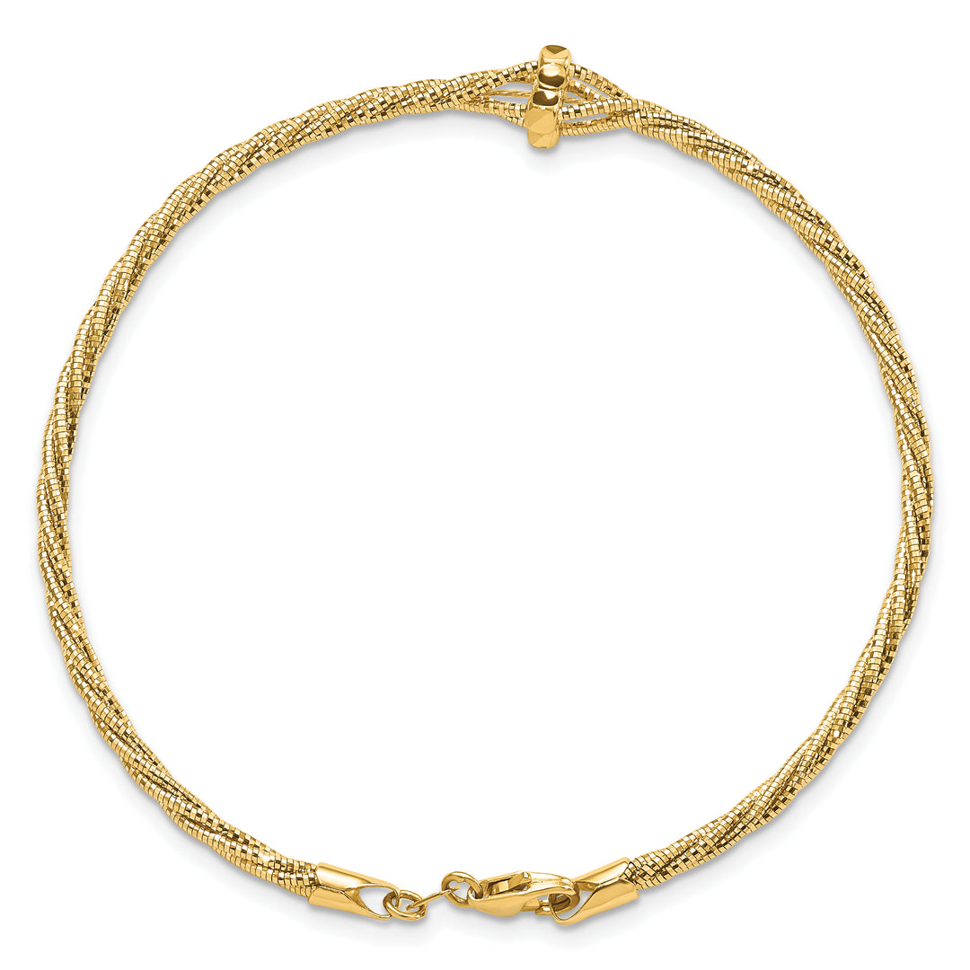 Polished Diamond Cut Braided Bracelet in 14k Yellow Gold