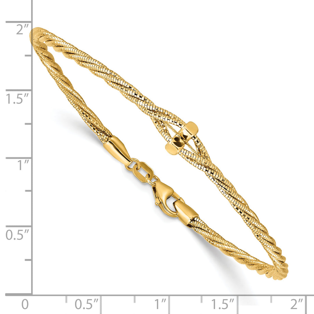 Polished Diamond Cut Braided Bracelet in 14k Yellow Gold