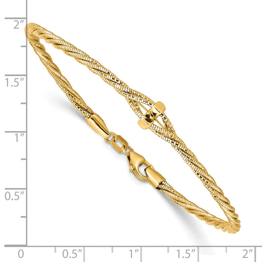 Polished Diamond Cut Braided Bracelet in 14k Yellow Gold