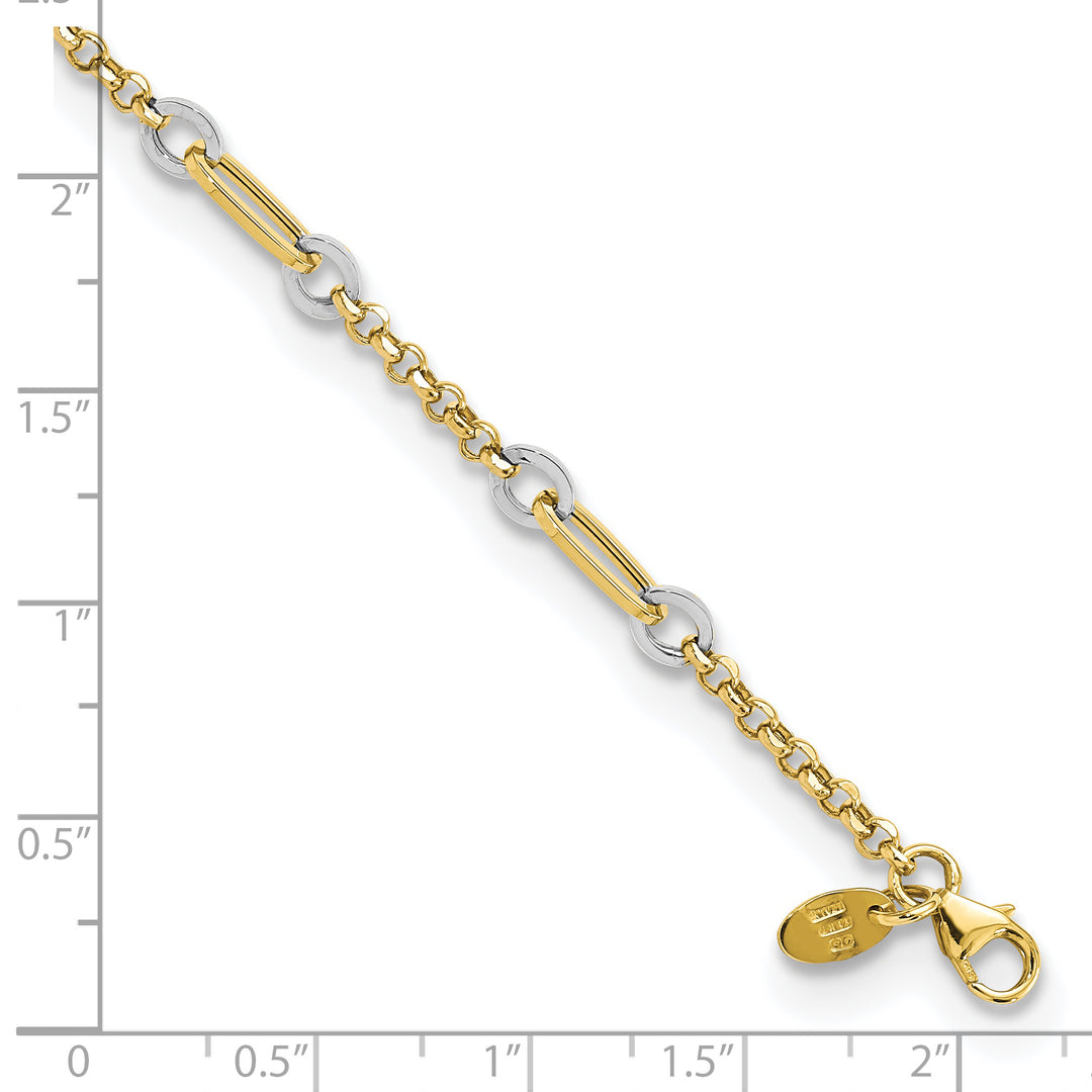 Pulsera de Enlaces Ovalados de Diseño en Oro de 14k Bicolor con Extensión de 0.5 Pulgadas