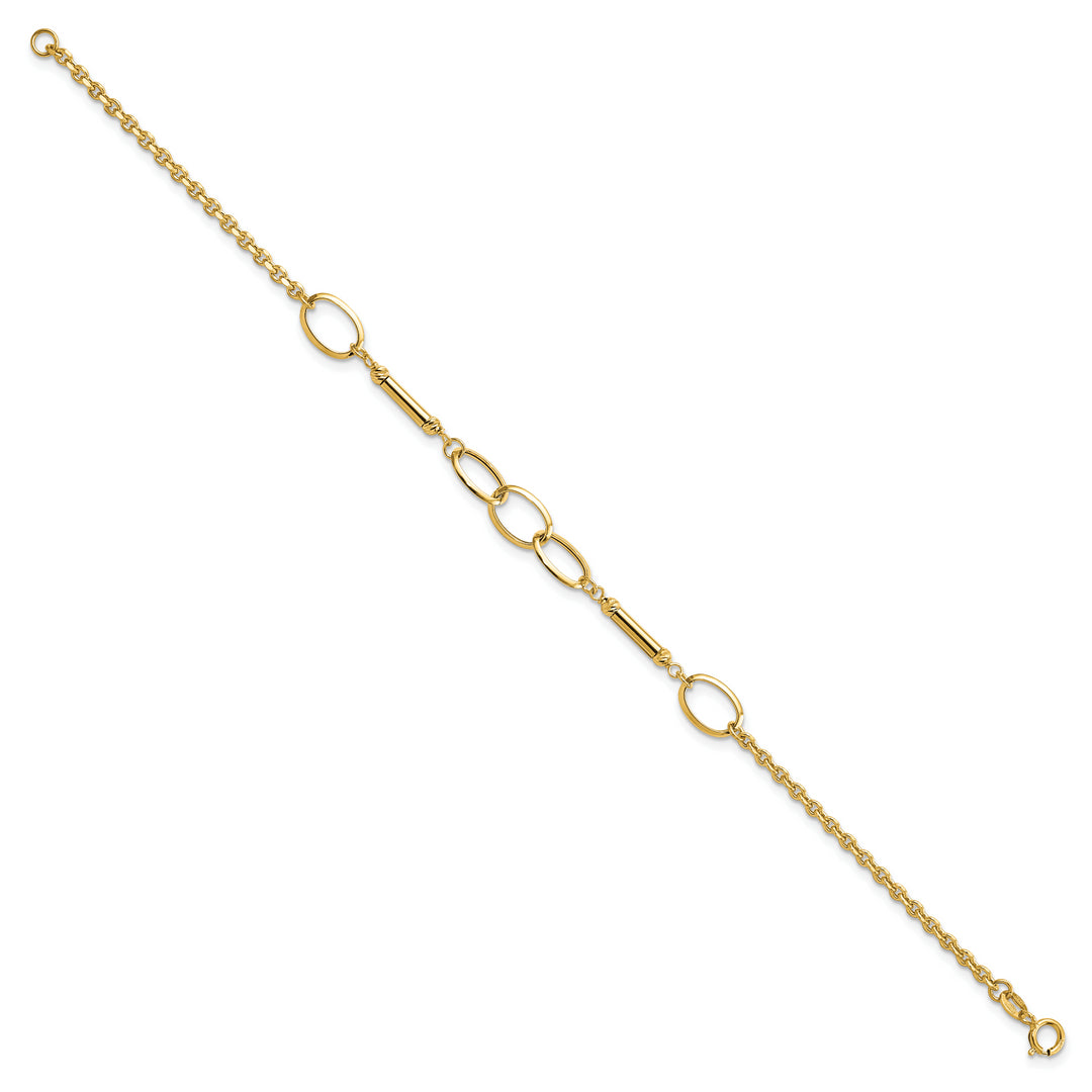 Pulsera con Barras y Enlaces de Diseño en Oro de 14k Pulido