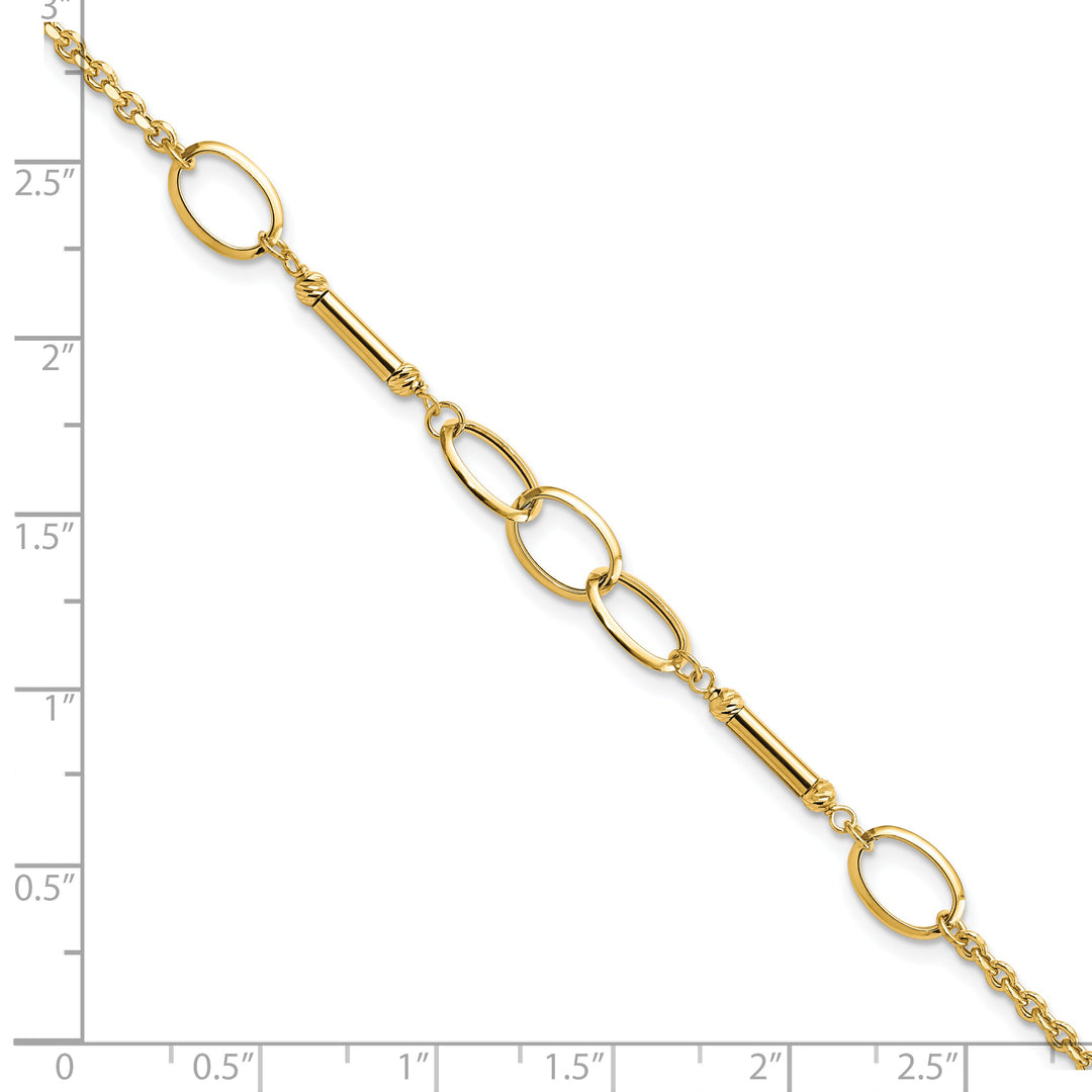 Pulsera con Barras y Enlaces de Diseño en Oro de 14k Pulido