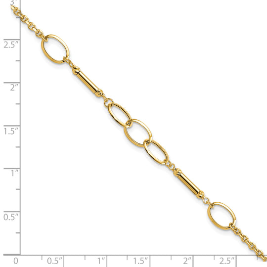 Pulsera con Barras y Enlaces de Diseño en Oro de 14k Pulido