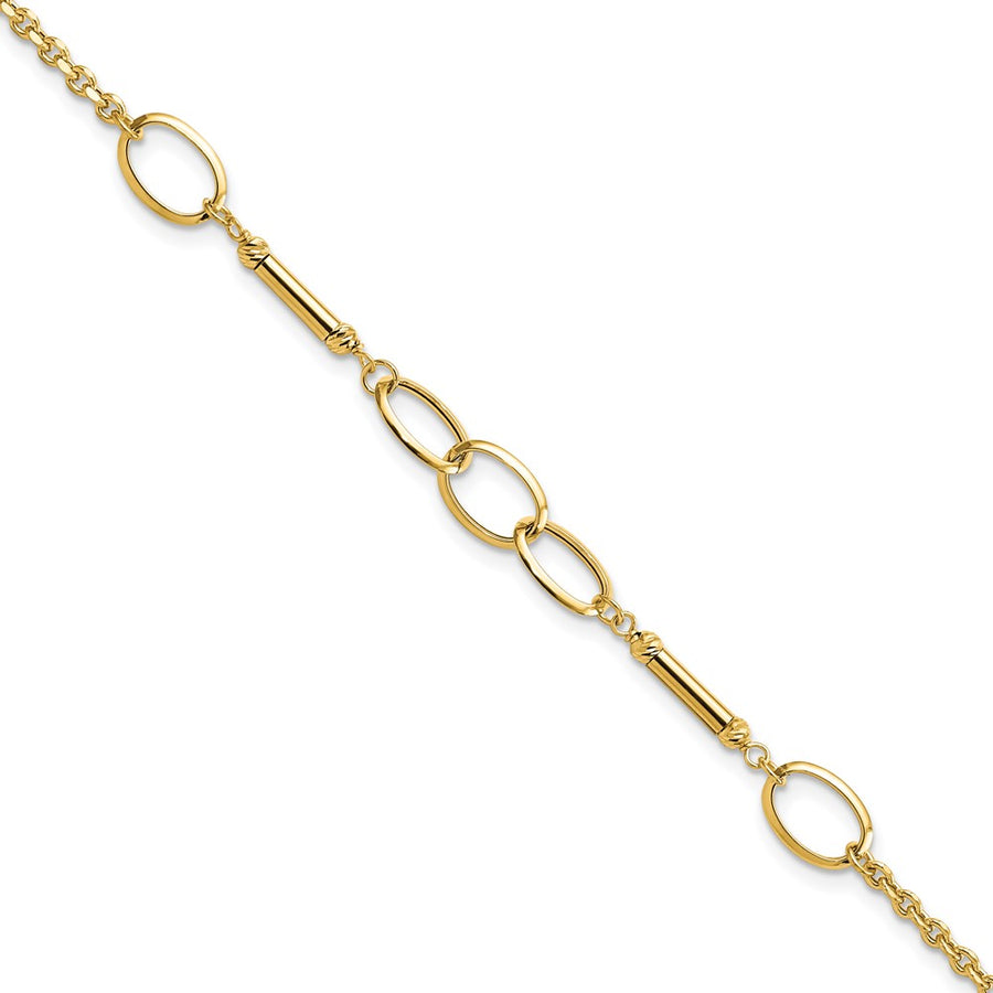 Pulsera con Barras y Enlaces de Diseño en Oro de 14k Pulido