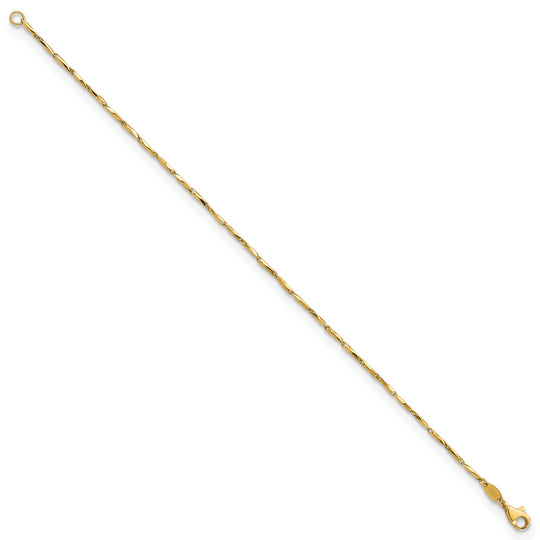 Pulsera con Enlaces de Diseño en Oro de 14k Pulido de 7.25 Pulgadas