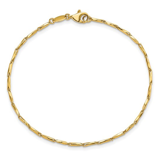 Pulsera con Enlaces de Diseño en Oro de 14k Pulido de 7.25 Pulgadas