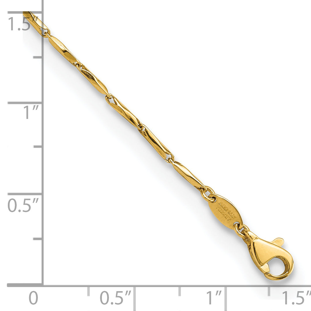 Pulsera con Enlaces de Diseño en Oro de 14k Pulido de 7.25 Pulgadas