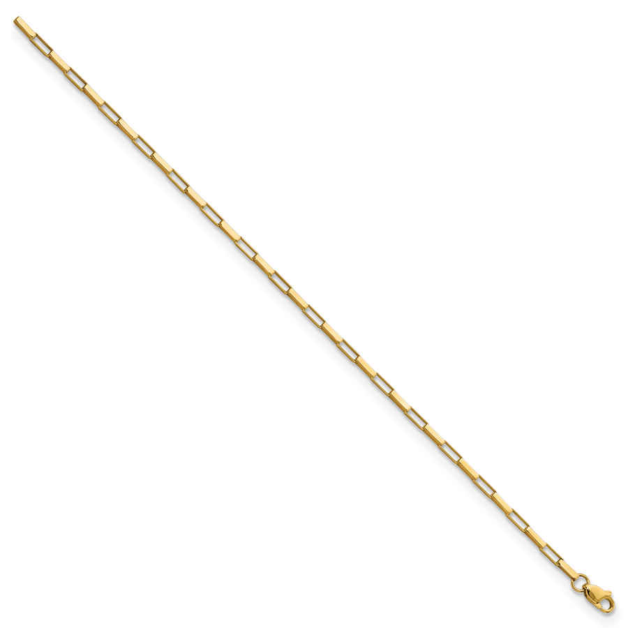 Pulsera de 14K con Enlaces de Caja Pulidos y Fancy de 7.5 Pulgadas