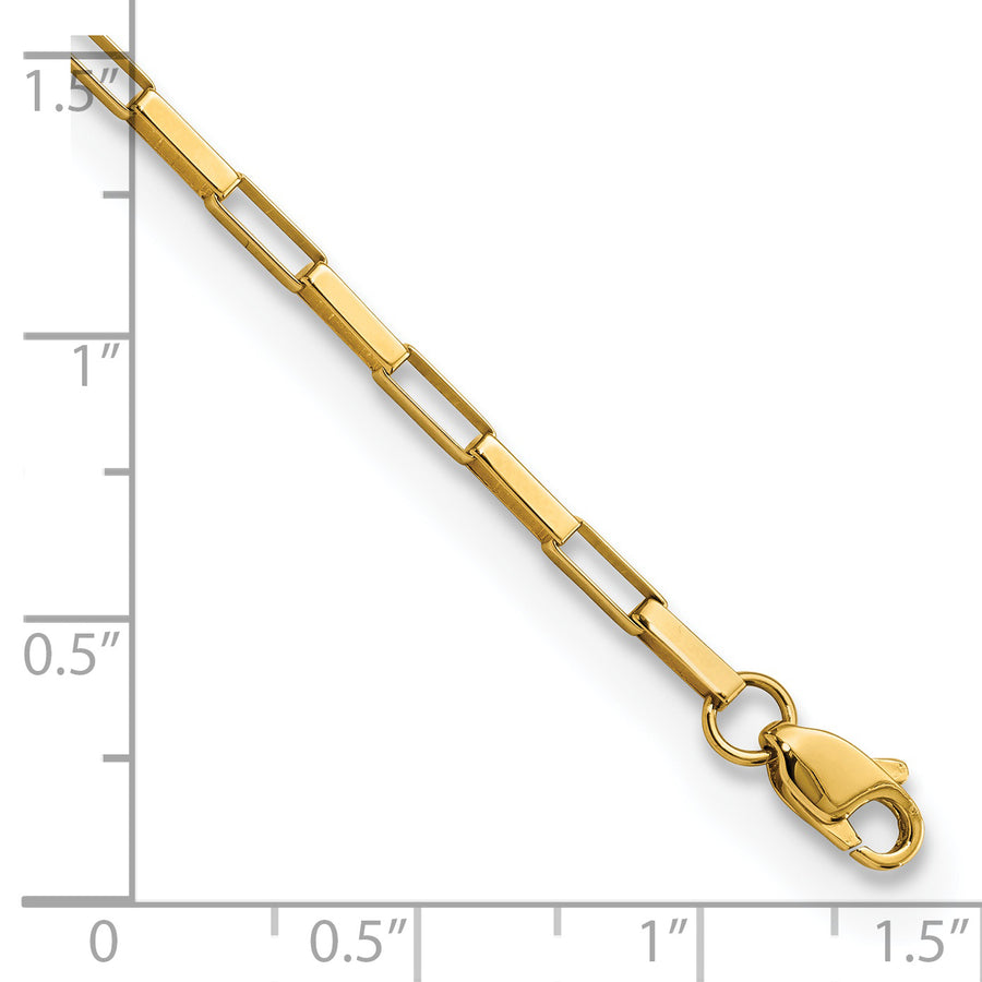 Pulsera de 14K con Enlaces de Caja Pulidos y Fancy de 7.5 Pulgadas