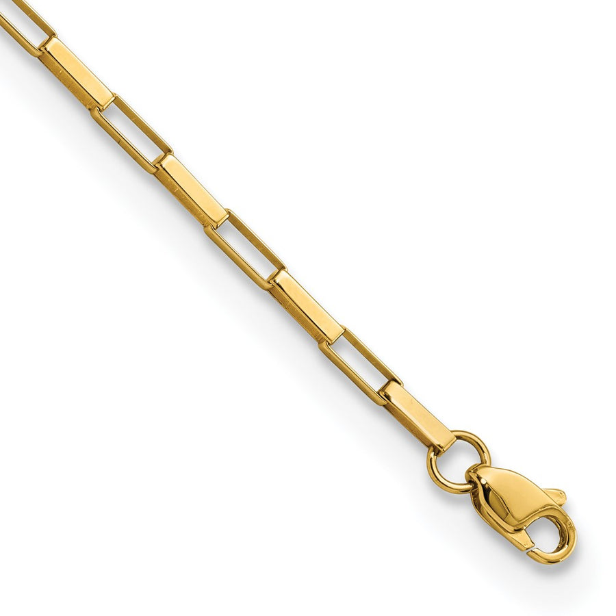 Pulsera de 14K con Enlaces de Caja Pulidos y Fancy de 7.5 Pulgadas