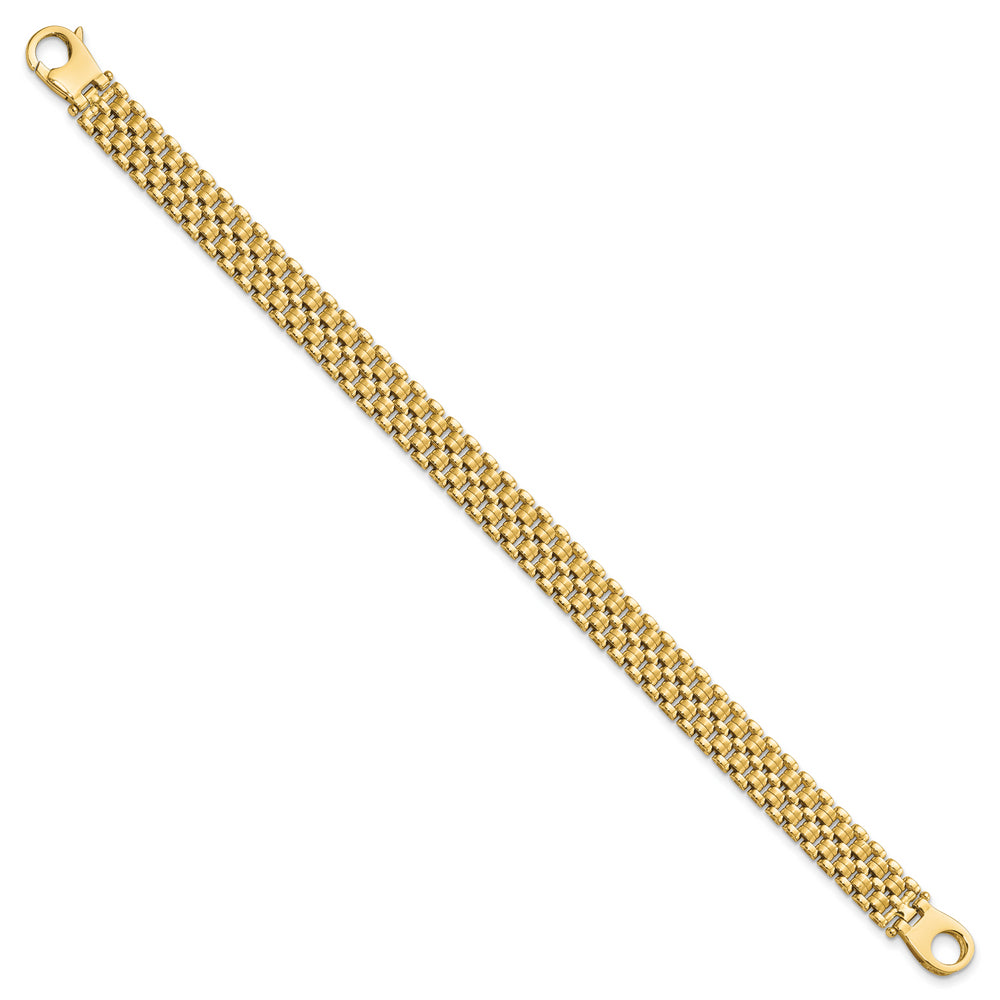Pulsera de Patrón de Tejido de Canasta Cepillado y Pulido de 14K de 7.5 Pulgadas