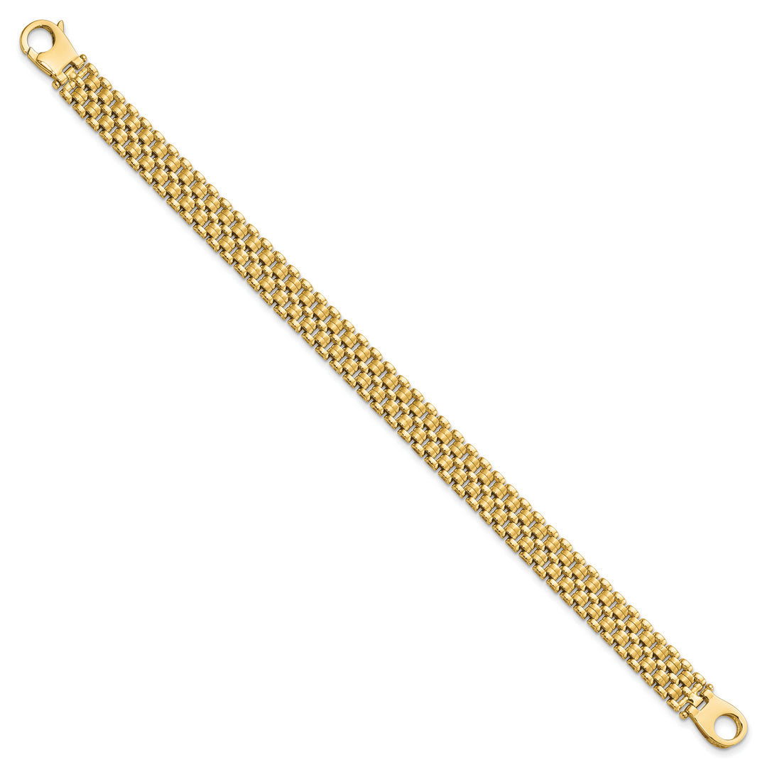 Pulsera de Patrón de Tejido de Canasta Cepillado y Pulido de 14K de 7.5 Pulgadas