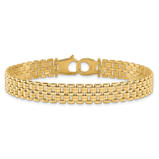 Pulsera de Patrón de Tejido de Canasta Cepillado y Pulido de 14K de 7.5 Pulgadas