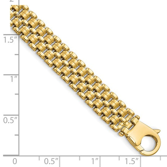 Pulsera de Patrón de Tejido de Canasta Cepillado y Pulido de 14K de 7.5 Pulgadas
